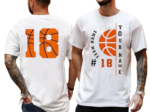 ZENASSAN Personalized Basketball Two Sided Shirt With Name And Number, Team Basketball Gift Shirt, Basketball Player Name Shirt, Custom Basketball Season Fathers Day Shirt, Gift For Basketball Dad