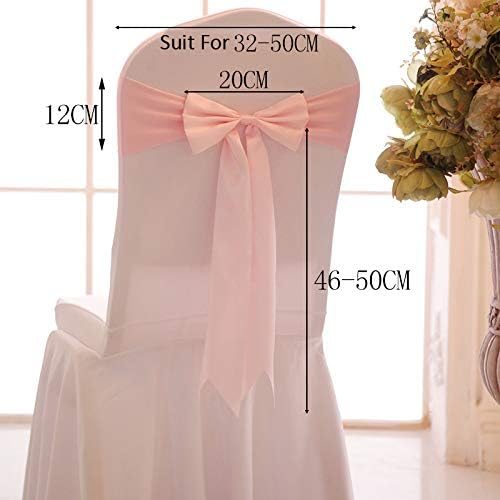 Chair Bow Sashes, 25pcs Purple Satin Spandex Chair Covers with Ribbons Chair Tie Backs