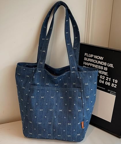 Micmores Tote Bag Denim Purse for Women Vintage Handbags Trendy Shoulder Bag Jean Purse for Work Travel Shopping3