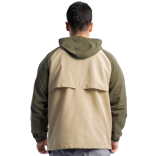 ATG Men's Water Repellent Colorblock Raglan Half Zip Packable Windbreaker Jacket2