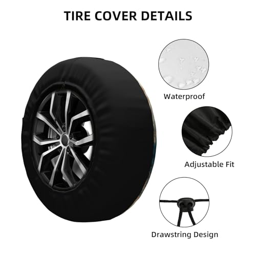 Image of Deer Spare Tire Cover Wheel Protectors Weatherproof Deer Pattern Wheel Covers Universal Fit for Trailer RV SUV Truck Camper Travel Trailers Accessories 17 Inch