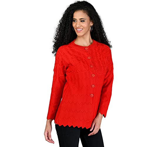 Image of LADYWILLINGTON Women Woollen Round Neck Sweater Heavy Front Long Kadai Cardigan Winter Wear Pure Wool Cardigan for Women Free Size Cotty Warm Cardigans with Side Pockets