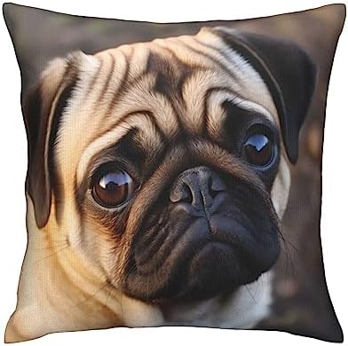 YIEDYLPO Funny Pug Dog Throw Pillow Covers Square Cushion Couch Pillows Case for Bed Sofa Living Room Decorative 18" x18"