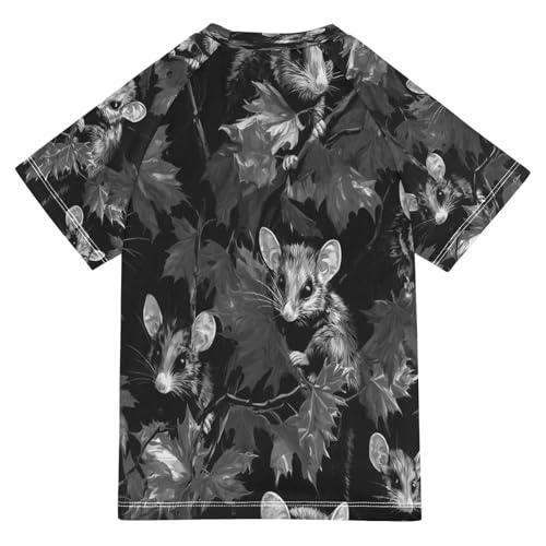 Boys Short Sleeve T-Shirts Mouse Rat Cartoon Rashguard Kids Swim Shirts Sun UPF 50+2