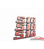 Monogramm-S16 für Peugeot 106 , 306, Set mit 3 Monokammen, hergestellt in der Fabrik von Youngtimersclassic, identisch mit dem Ursprung aus hochwertigem Kunststoff, mit doppelseitiger Oberfläche, Farbe: schwarzer Hintergrund, rote Buchstaben.
