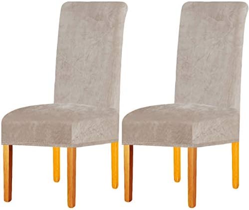 LANSHENG Stretchy Chair Covers for Dining Room Chairs,Stretch Spandex with Elastic Band Chaircover,Velvet Large Dining Chair Slipcovers for Restaurant Hotel Party Banquet (Mustard,6 Pack(M))