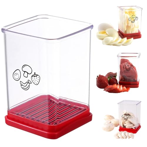 New Fruit and Vegetable Speed Slicer with Push Plate,Fruit Slicer Cup Egg Slicer Stainless Steel Banana Strawberry Cutter Kitchen Portable Slicing Tool Vegetables Cutting Kitchen Gadget