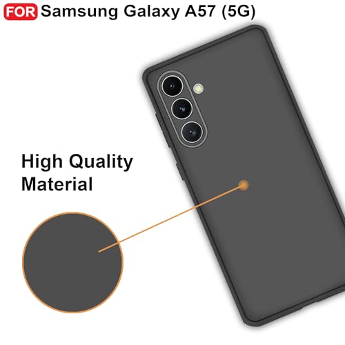 Image of CEDO Back Cover for Samsung Galaxy A57 (5G) | Camera Bump Protection & Inner Velvet Fabric Lining | Ultra Slim Matte Soft Rubberised Case Cover (Black)