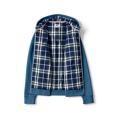 Lands' End Mens Serious Sweats Flannel Lined Hoodie Evening Blue/flannel Regular Medium3