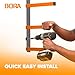 Bora Portamate 4-Level Lumber Rack - Wood Storage Rack and Garage Wall Storage Rack for Indoor/Outdoor Use - Material Rack Wall Mount Storage System and Lumber Storage Rack - PBR-0410, Orange/Gray