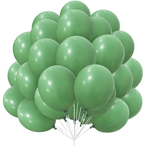 Ballons Vert, 30 pcs Ballons Vert Sauge en Latex 12 pouces 30,5 cm Ballon Vert Pois Olive avec Ruban pour Femmes Garçons Filles Enfants Noël Fêtes d'Anniversaire Prénuptiale Jungle Safari Décorations