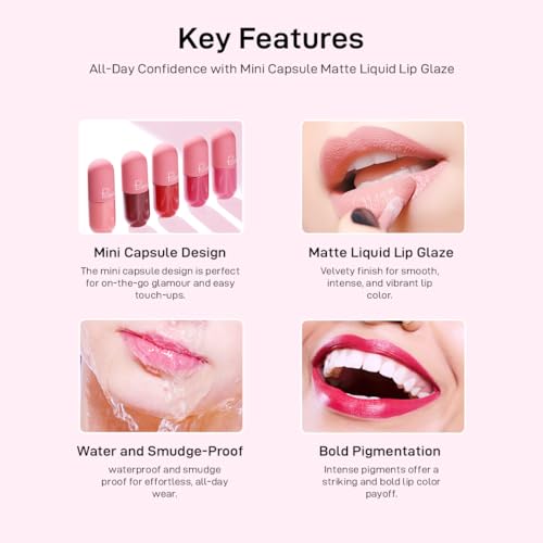 Image of Multibrite Mini Capsule Lip Glaze Women Matte Liquid Lip Gloss Beauty Glaze Waterproof Long-Lasting Non-Stick Smooth Lipstick (Ruby Red 912)
