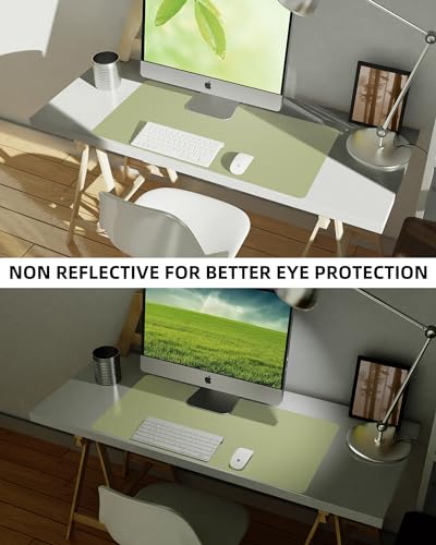Image of AFIING Leather Desk Pad Protector,Mouse Pad,Office Desk Mat, Non-Slip PU Leather Desk Blotter,Large Desk mat,Waterproof Keyboard mat for Office /Home /Decor (Olive Green,35 inch inch x 17 inch inch)
