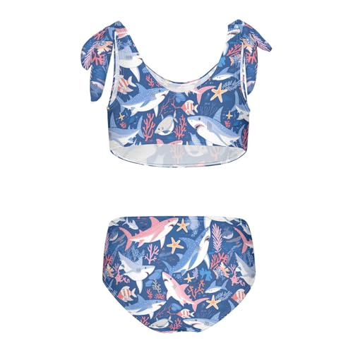 Wusikd Sharks Starfish Girls Swimsuits Two Piece Corals Swimwear Bikini Set for for Girls Size 3T2