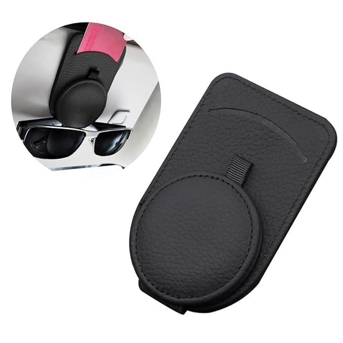 Image of Multi-Functional Car Sun Visor Glasses Holder Clip with Card Organizer - Compact Vehicle Accessory for Sunglasses, Parking Cards, and Bills - Easy Install, Secure Grip