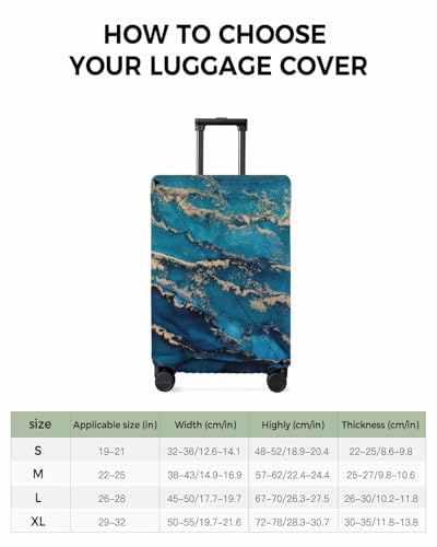 Travel Luggage Cover Spandex Elastic Suitcase Cover for Luggage, Scratch Proof Luggage Cover Protector for Trunk Case 19-21 Inch Luggage, Abstract Watercolor Marble Pattern Blue3