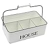 Funly mee Distressed White Metal Silverware Caddy, Flatware, Party Cutlery Desk Organizer with 4 Compartments Funly mee Distressed White Metal Silverware Caddy, Flatware, Party Cutlery Desk Organizer with 4 Compartments