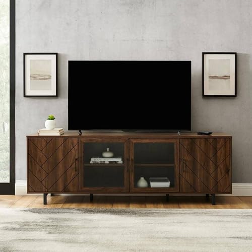 The Attic Brutus TV Cabinet, Solid Wood Sideboard TV Cabinet for Living Room, Wooden Free Standing TV Unit Side Board Table with Storage, Honey Matte 