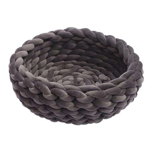 Cesto per cuccia per animali in maglia di cotone - Cuccia per cani in filato grosso, semplice e alla moda, cuccia per gatti calda e morbida, cesto per cani rotondo con per cani | Letto per gatti