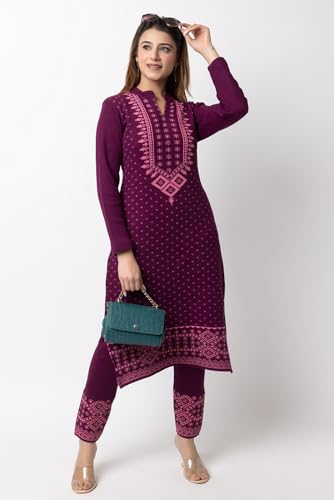 Image of ColorChakra Woolen Kurta Palazzo Set for Womens Winter wear Wool Kurti Sizes M to 4XL