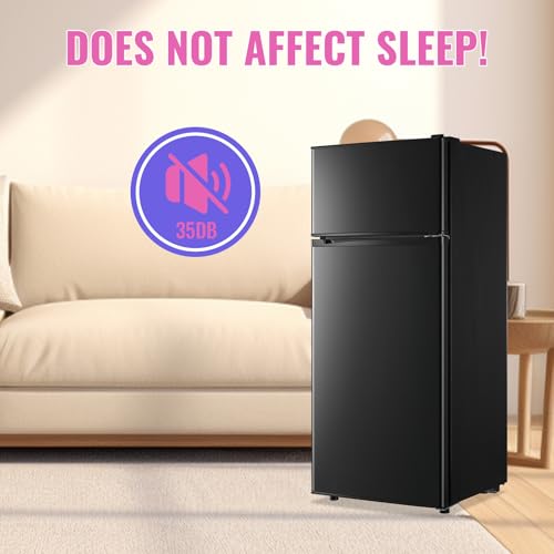 DEMULLER 4.5 Cu.ft Small Refrigerator with Top Freezer, 2 Door Mini Fridge with Adjustable Thermostat & Removable Glass Shelves Compact Refrigerator for Bedroom, Dorm Black on Fridge.com