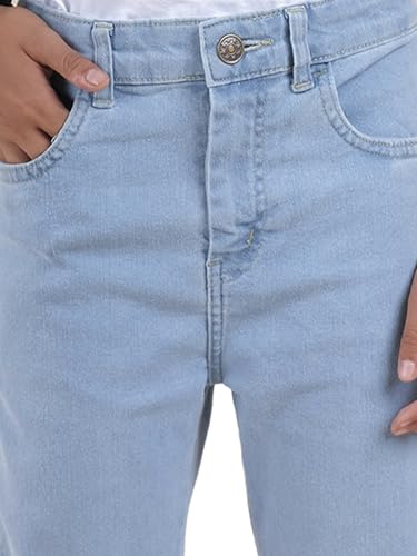 Image of KiddoPanti Boys Full Length Stretchable Straight Fit Washed Denim Jeans