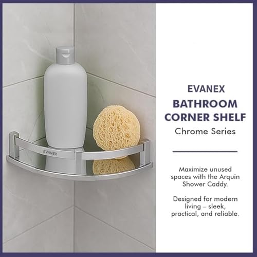 Image of EVANEX Corner Shelf for Bathroom 9x9 inch Multipurpose Storage Rack | 304 Stainless Steel Corner Shelf for Kitchen and Bathroom | Wall Mount Storage Rack for Toiletries