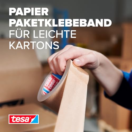 tesa tesapack 4713 Paketband im 6er Pack - Papier Klebeband zum Verschließen von Verpackungen, recyclingfreundlich und lösungsmittelfrei - braun - 6 Rollen je 50 m x 50 mm
