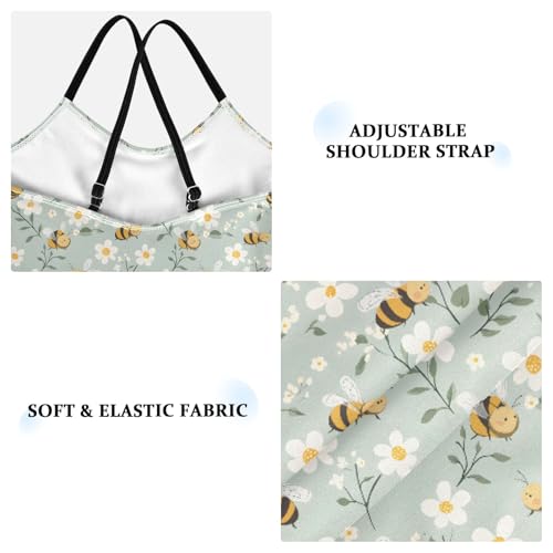 senya Girls Swimsuits One-Piece Swimwear Tie Bathing Suit Beach Summer Round Neck 7-8T White Flower Bee Pattern3