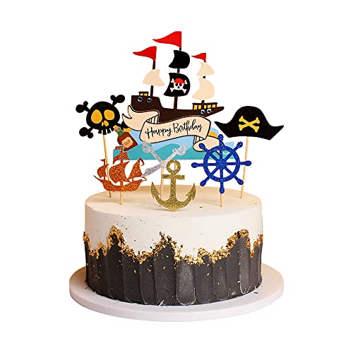 Unimall Global Lot de 13 couvercles de gâteau pirate pour fête d'anniversaire d'enfant - Thème pirate, Polychromatique