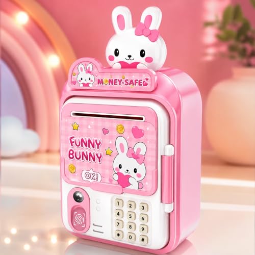 Image of Magicwand ATM Piggy Bank|Mini ATM|Coin Bank Money Saving Box with Password,【Pink】 Kids Safe Money Bank for Kids with Auto Grab Note Slot