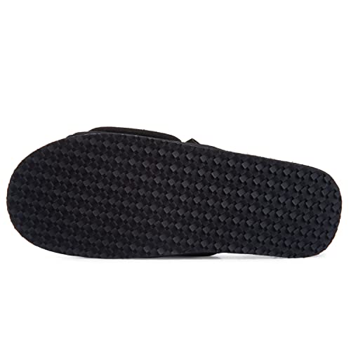 Image of Lucky Brand Mens Microsuede Memory Foam Open Toe Slippers, Cool Adjustable Strap Indoor Outdoor House Sliders for Men