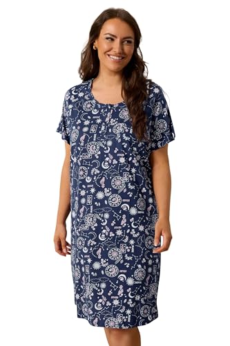 Image of Yours Blue Celestial Placket Nightdress - Women's - Plus Size Curve