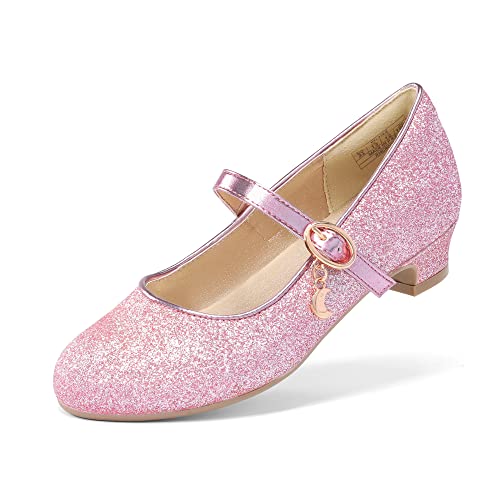 DREAM PAIRS Kids Bailarinas Niña Zapatos de Vestir de Tacón Cómodos para Fiesta Ballet Flats Chicas Princesa Brillante Rosa KFL219-E Talla 30 (EUR)