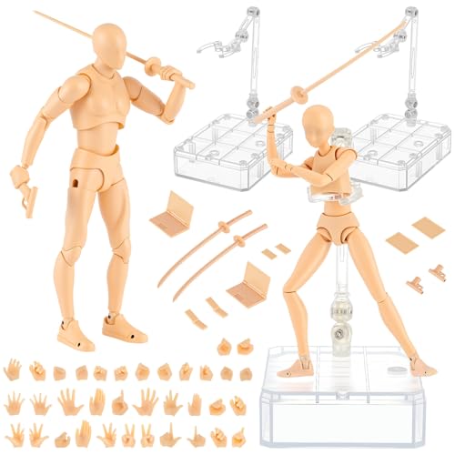 Yookeer Drawing Action Figures Body, Male and Female, Flesh Color, 2