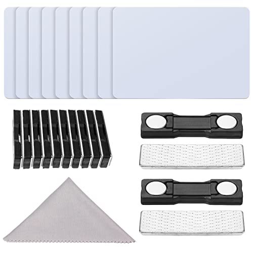 Name Tags Magnetic Name Tags DIY Magnetic Name Badge Tags Printable PVC Magnet Blank Cards Custom Personalized Business Microfiber Cloth (10 Sets)