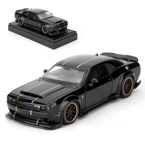 1/32 Dodge Hellcat Model Cars,Diecast Alloy Toy Car with Sound and Light Functions, Collectible Pull Back Vehicle, Gift for Children Black