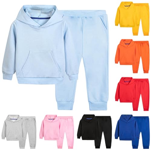 Girls Boys 2 Piece Cotton Tracksuit Sets Long Sleeve Hooded Sweatshirt + Joggers Sweatpants Fall Oufits for 2-12 Years2