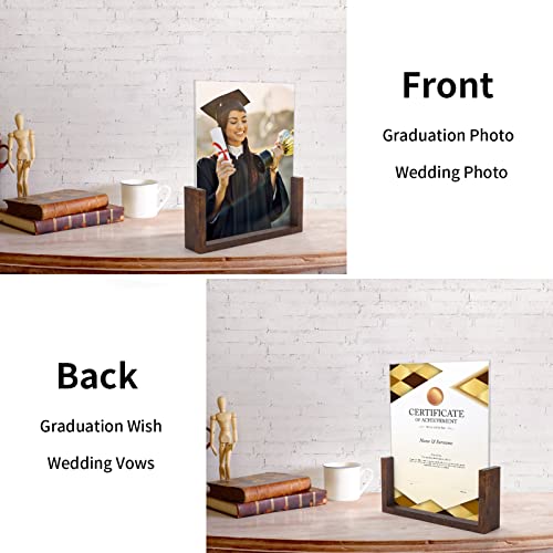 Petaflop 8X10 Picture Frame Set Of 2, Rustic U-Shaped Double Sided Frames Made To Display 8 By 10 Photos, Menu Holder Sign Card Stand For Desk Tabletop #TOP1