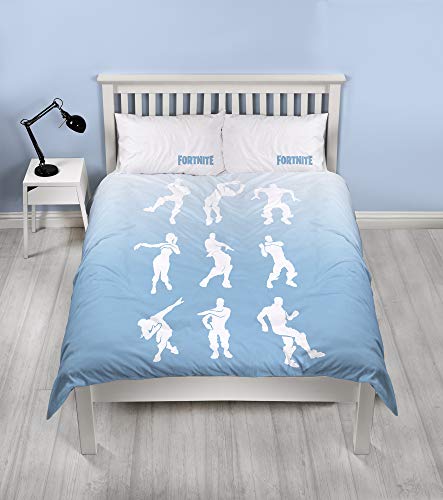 Official Fortnite Double Duvet Cover Shuffle Design | Reversible Two Sided Fortnite Battle Royale Bedding Duvet Cover With Matching Pillow Case Blue