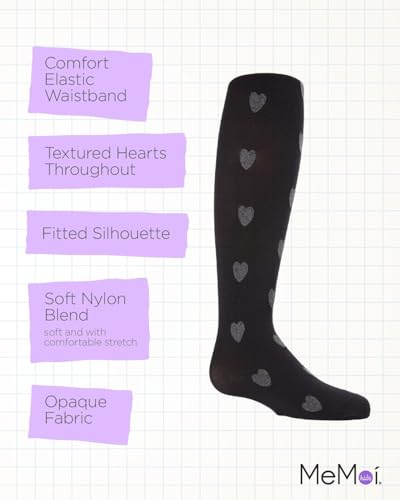 MeMoi Girls' Heathered Heart Opaque Nylon Tights3
