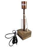 Marque: L'Héritier Du Temps L\'Héritier Du Temps Luminaire de Table Timor Lampe de Bureau d\'Appoint à Poser Electrique en Bois et Acier Patiné Cuivre 10,2x10,2x32,5cm