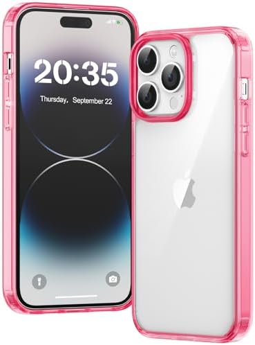 Voyahülle Hülle für iPhone 14 Pro Hülle, Anti-Vergilbung Transparent Handyhülle Stoßfest Schutzhülle, Premium Kratzfeste Case für iPhone 14 Pro - Magenta