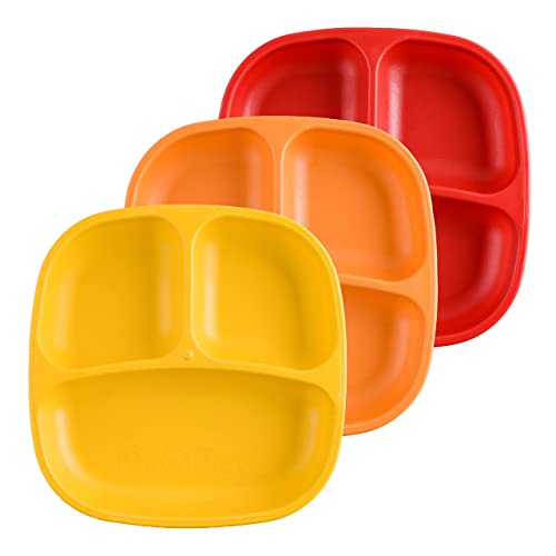 Re-Play 7" Divided Toddler 3 Pack Plates With Deep Sides And Three Compartments For Easy Self Feeding | Bpa Free | Dishwasher Safe | Fall #TOP17
