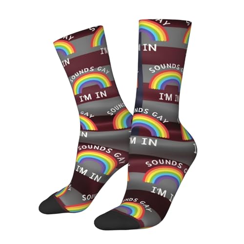 Sounds Gay I'm in Adult Polyester Crew Socks Breathable Moisture-Wicking Athletic Running Gym42