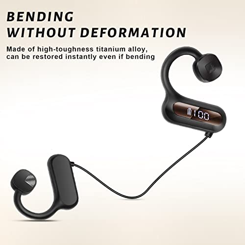 Open Ear Headphones Wireless Bluetooth 5.3 Air Conduction Headphones With With Built-In Mic, 30Hrs Sports Headset With Power Display Hifi Stereo Sound Earphones For Running, Cycling, Workouts (Black) #TOP5