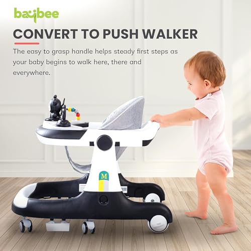 Image of Baybee Walker for Kids with Musical Toy Bar, Adjustable Speed, 360 Rotating Wheels, Removable Parental Handle, Anti-Fall Protection & Breathable Seat, Walking Support for 6-36 Months Baby (Black)