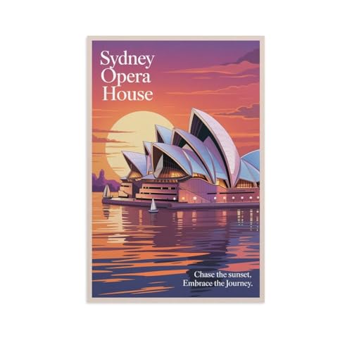 Sydney Opera House Motivational Travel Poster 08x12in Canvas