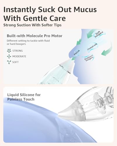 Image of GROWNSY Nasal Aspirator for Baby, Electric Baby Nose Sucker, Automatic Nose Cleaner with Larger Suction Chamber and More Powerful Suction, Music and Light Soothing Function, Beige