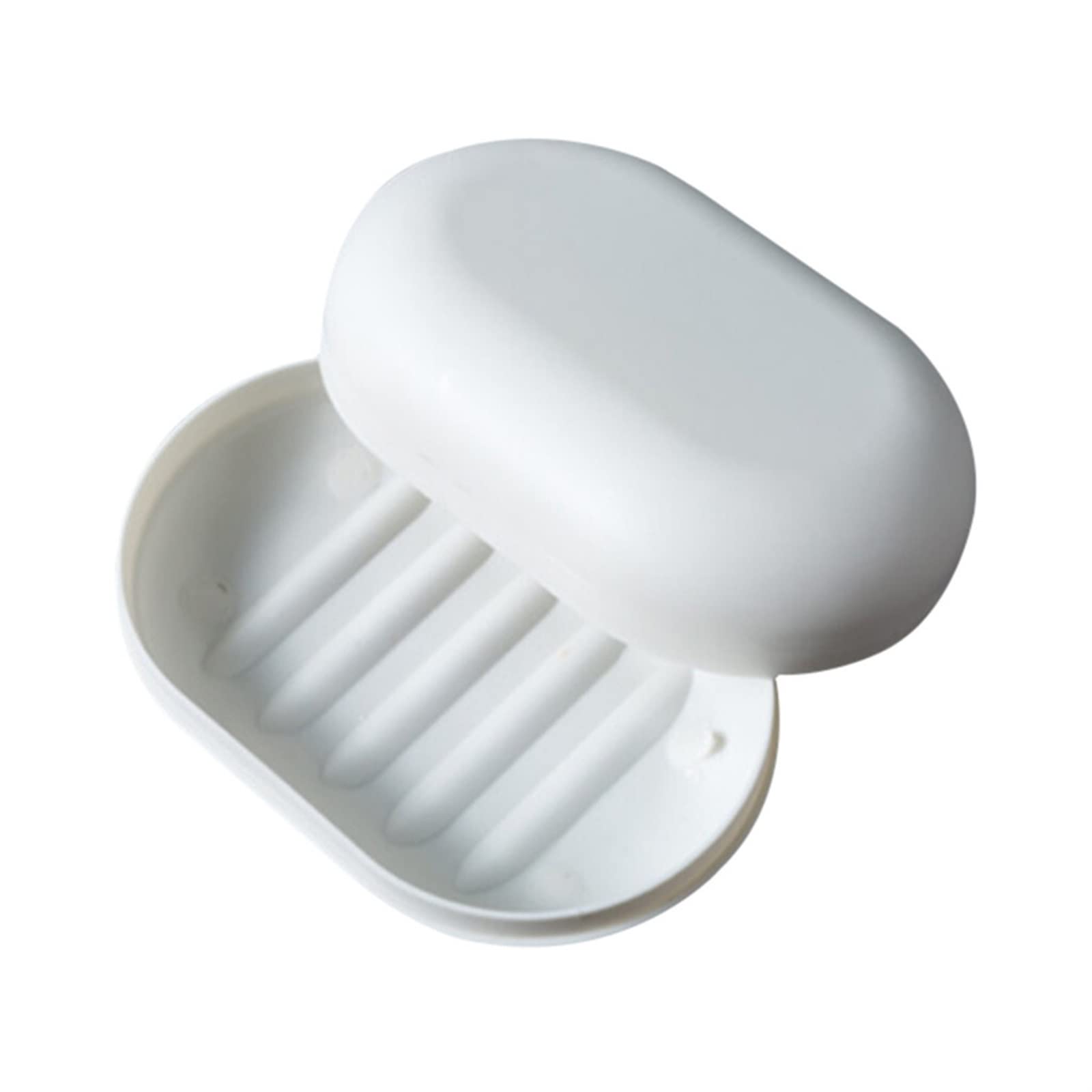 JINGYAN Soap Dishes Travel Handmade Soap Box Sealed With Lid With Leak Proof(White)